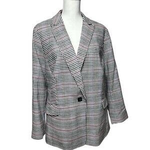 Talbots Plus Women's Multicolor‎ Wool Blend Single Breast Houndstooth Blazer 14W